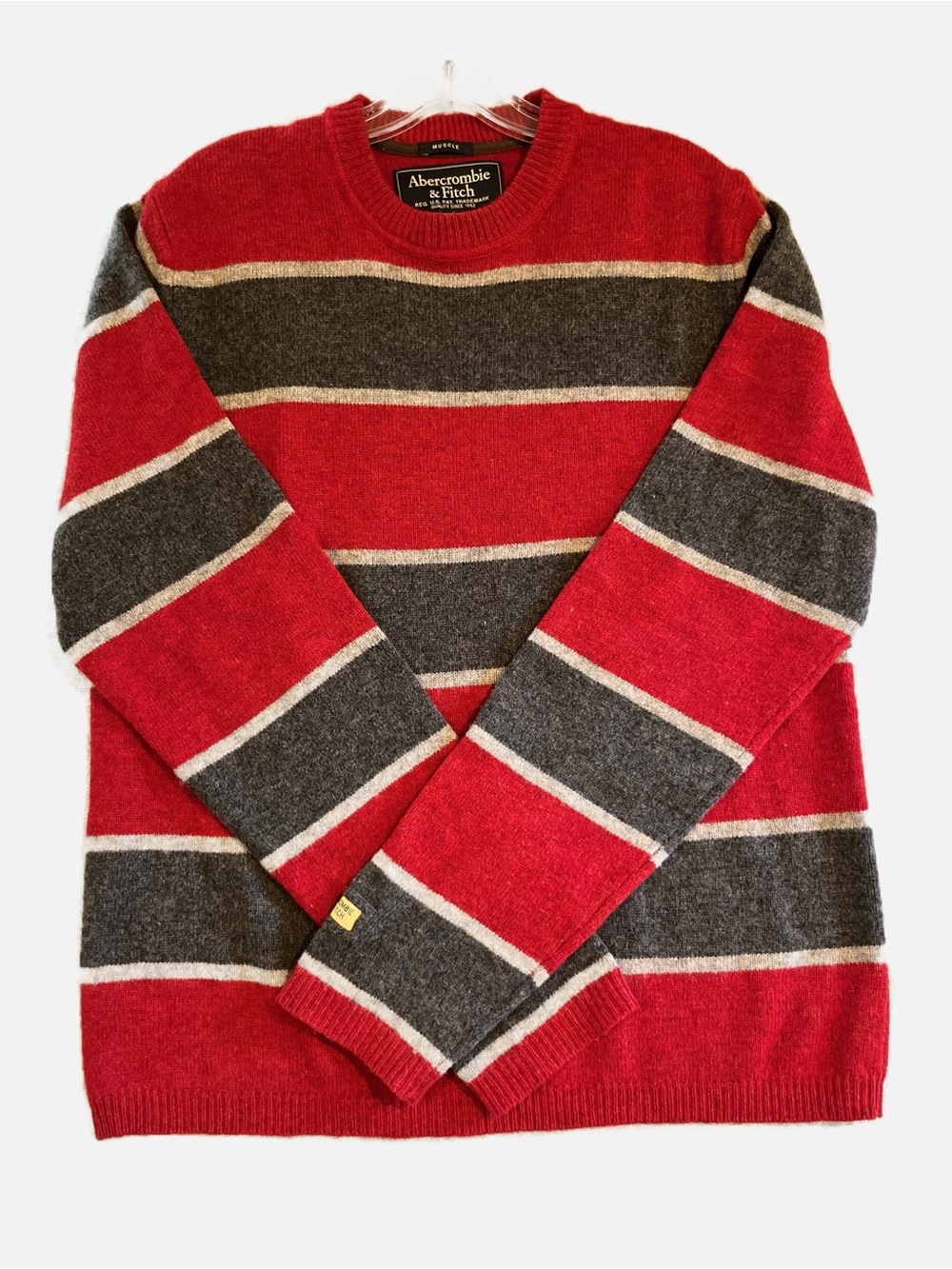Y2K Abercrombie & Fitch Men’s Lambswool Muscle Striped Crewneck Sweater XL